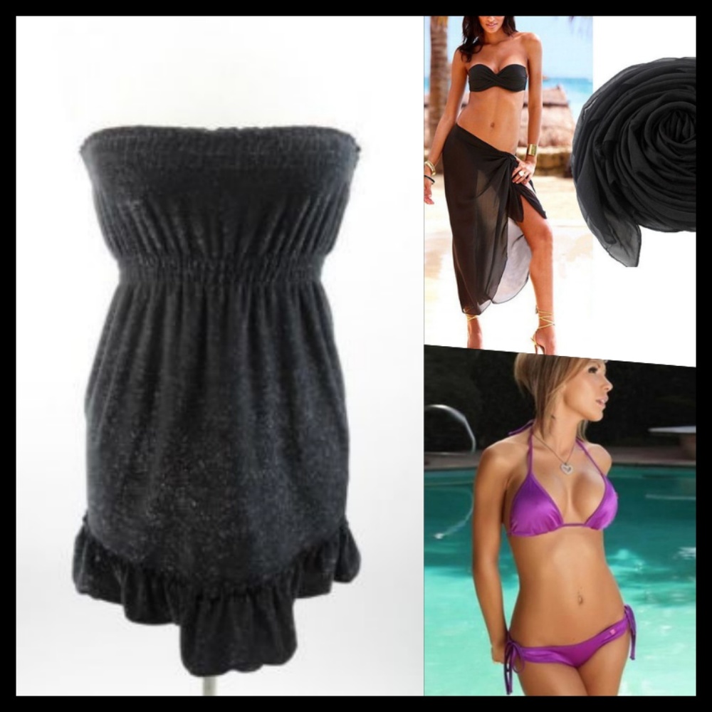 XS Purple Bikini & Black Coverups